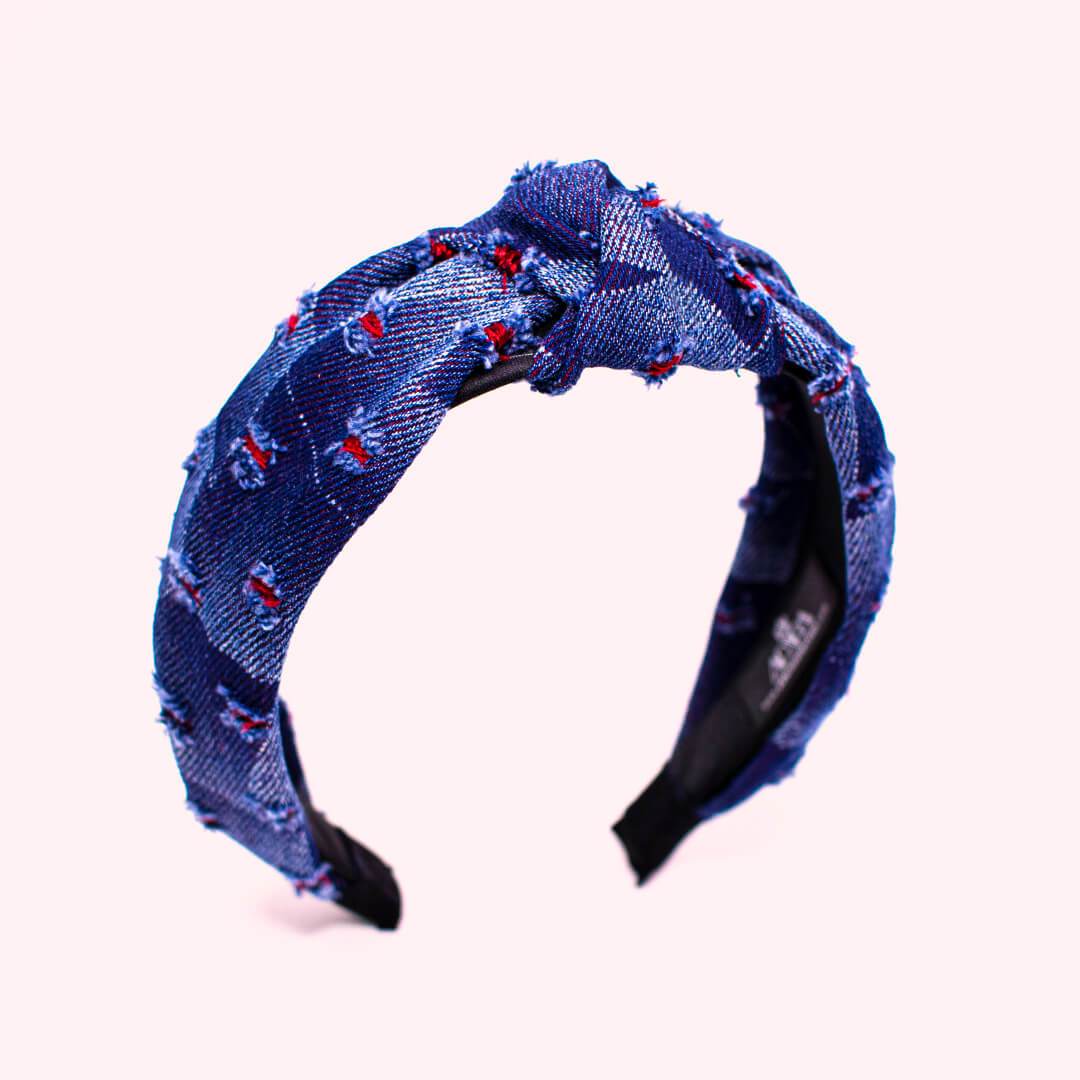 Colorful Denim Knotted Headbands for Women • Sunny Model