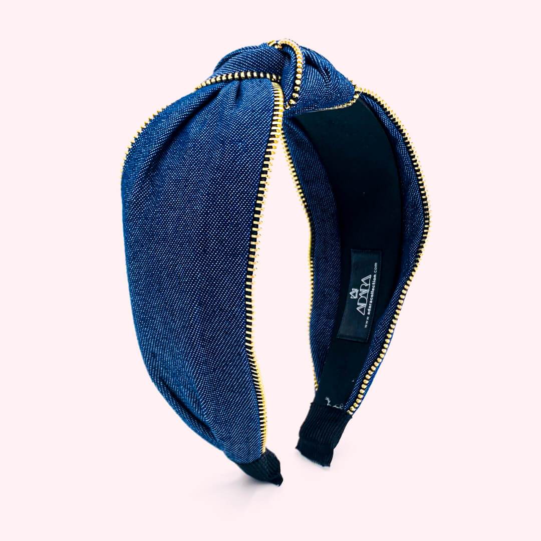 Denim with Side Zipper Womens Headbands • Mikos Model