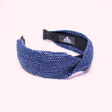 Blue Burlap Fabric Headbands