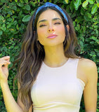 Colorful Denim Knot Headbands • Sunny Model Alejandra Espinoza