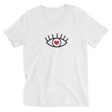 Love Eye Short V-Neck T-Shirt White